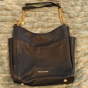 Michael Kors Black Shoulder Bag with Gold Chain
